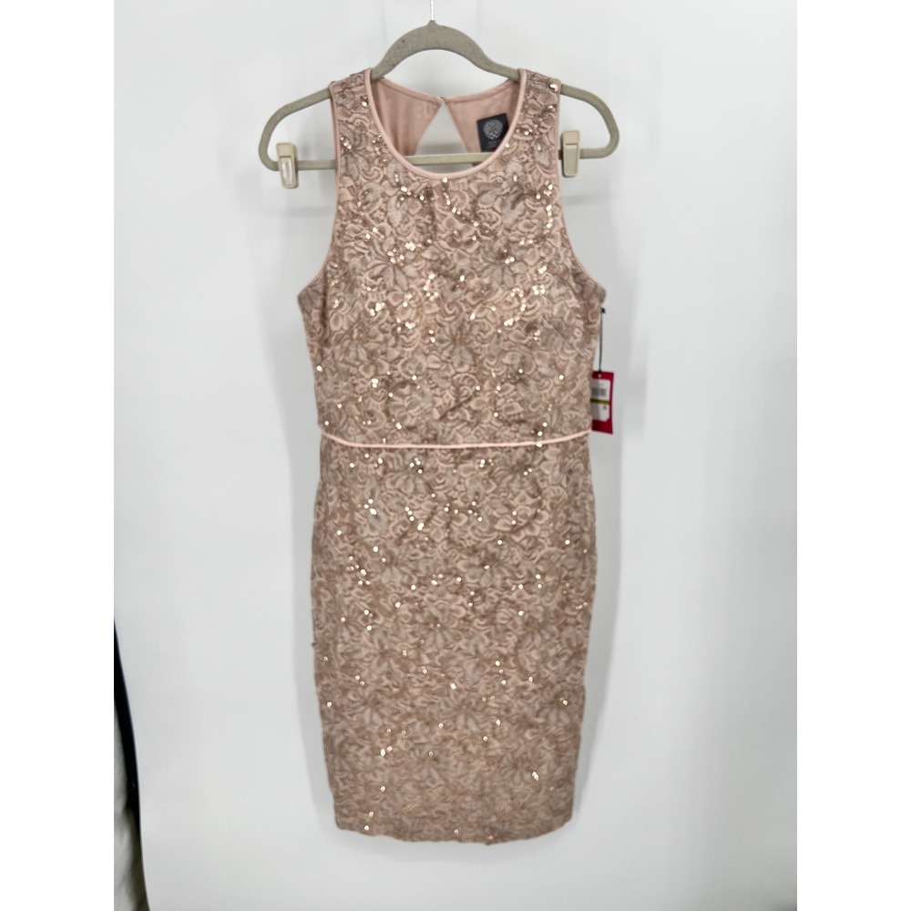 Vince Camuto Sequin Lace Bodycon Cocktail Dress in Champagne — Size 14, NWT